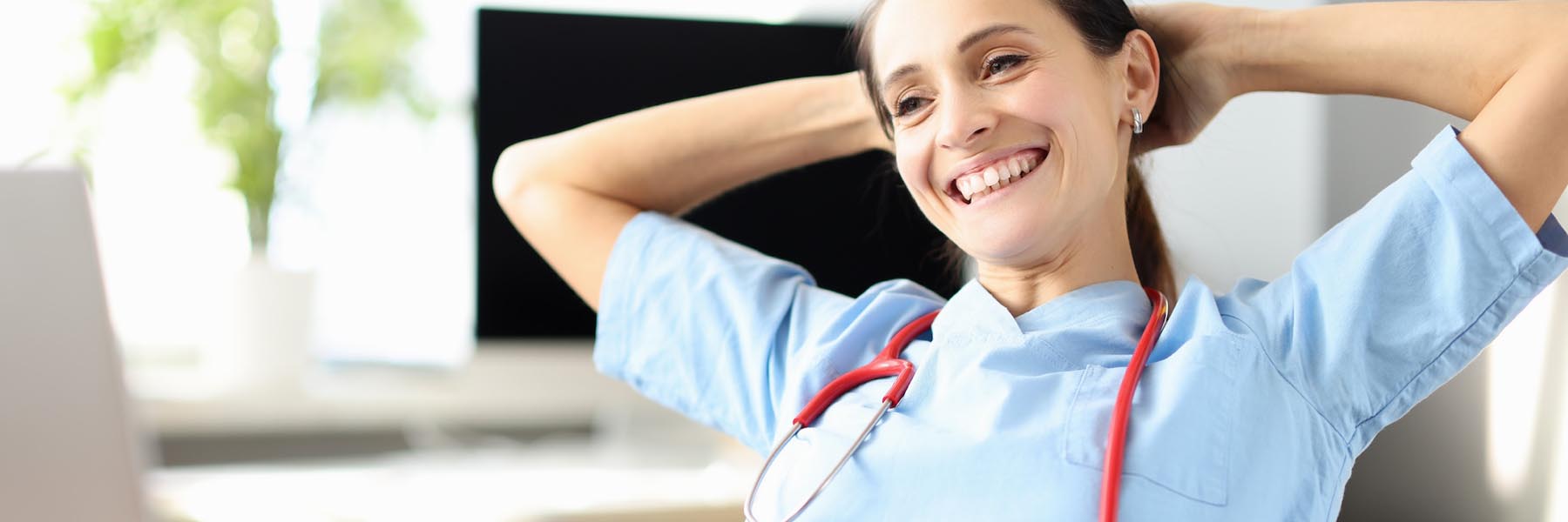 Smiling healthcare provider, representing the benefits of joining Rouria's network for increased visibility and patient referrals.